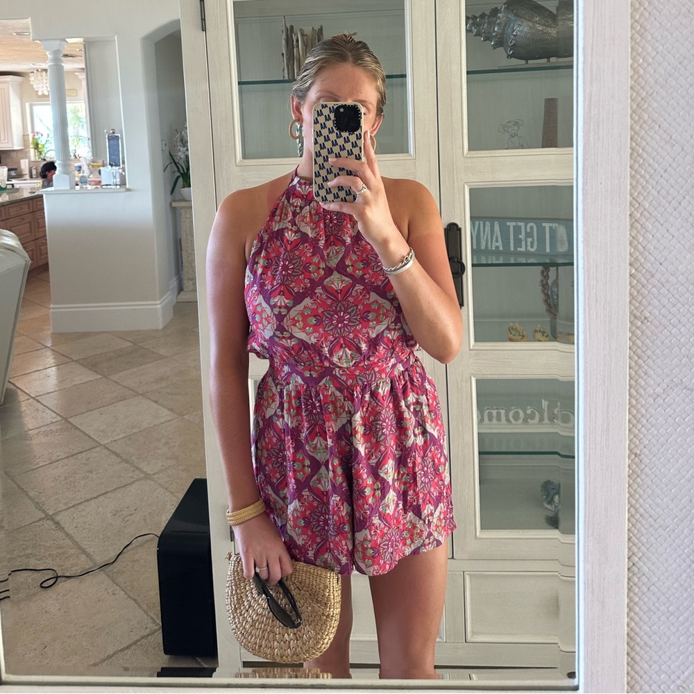 Free People link halter romper, size Medium